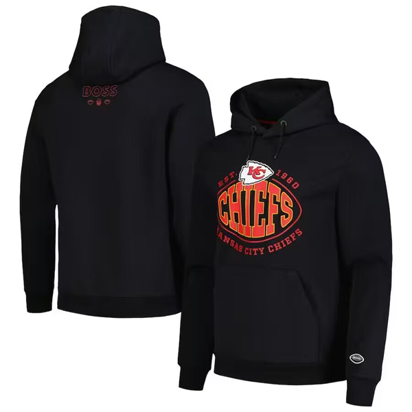 Men's Kansas City Chiefs Black Touchback Pullover Hoodie Men's Kansas City Chiefs Black Touchback Pullover Hoodie